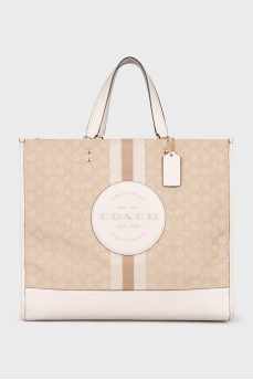 Dempsey leather and textile tote