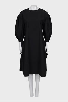 Midi dress with puff sleeves