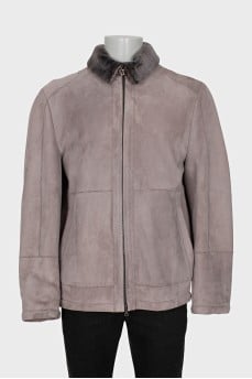 Men's gray sheepskin coat