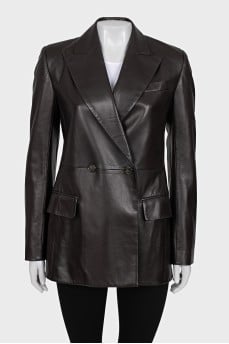 Leather double-breasted jacket