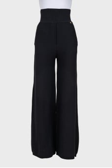 Black wool and cashmere trousers