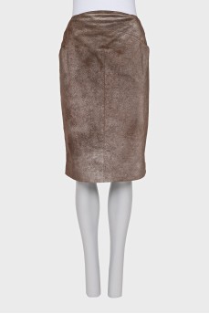 Suede pencil skirt
