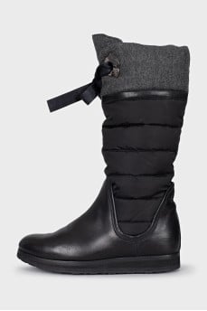 Insulated leather boots with laces