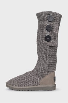 Gray knitted boots