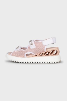 Velcro sandals decorated with crystals