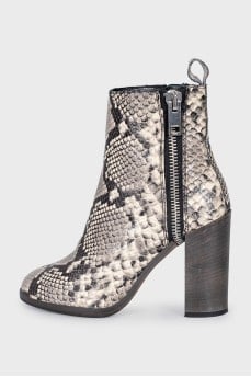 Animal print leather ankle boots