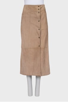 Suede skirt with buttons