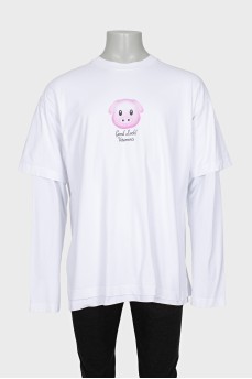 Men's oversized long sleeve shirt with print