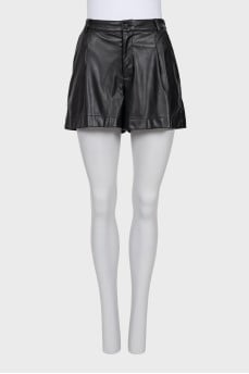 Black eco-leather shorts