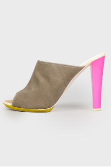 Pink high heel mules