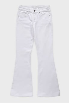 White mid-rise flared jeans