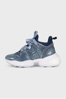 Lace-up denim sneakers