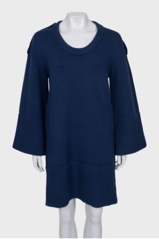 Blue wool and cashmere dress