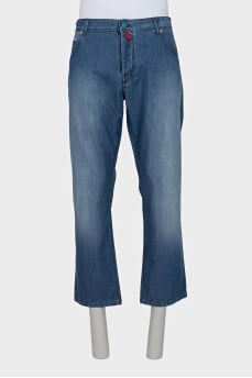 Men's straight-leg jeans with buttons