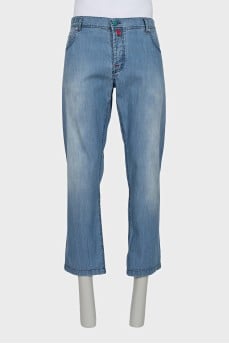 Men's straight jeans with buttons