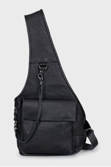 Leather belt bag with patch pocket