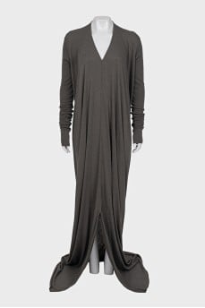 Gray V-neck maxi dress
