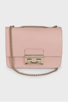 Pink leather crossbody bag