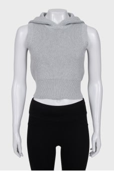 Fitted vest with hood