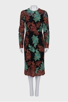 Lace dress with floral print