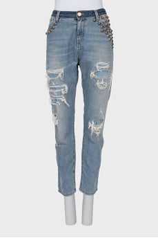 Jeans with voluminous decor