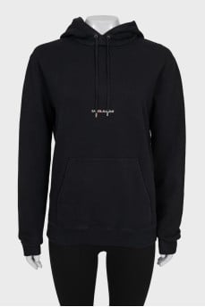 Black hoodie with signature print