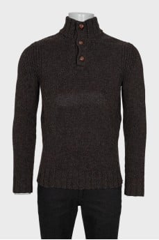 Men's wool and cashmere button-down jumper