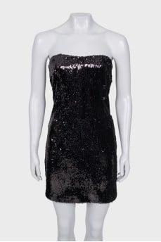 Black sequin mini dress with tag