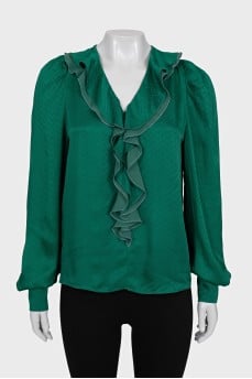 Long sleeve blouse decorated with ruffles