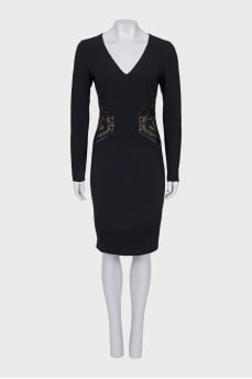 Fitted black wool dress