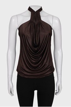 Brown tie-up top