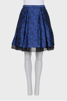 Blue floral print skirt