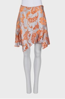 Wool and silk skirt with a bright print