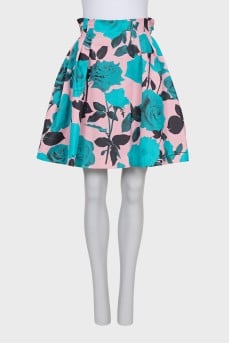 Silk skirt with contrast print
