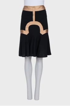 Silk skirt with contrasting decor