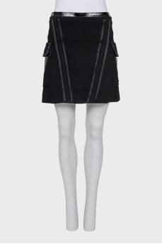 Black wool and silk skirt