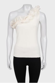 White one-shoulder top