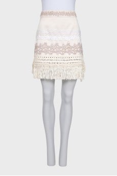 White skirt with knitted elements