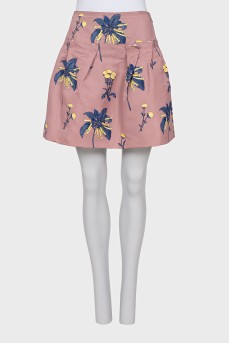 Pink floral print skirt