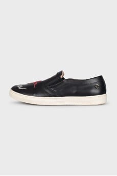 Leather slip-ons with patches