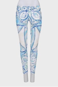 Low-rise jeans with a colorful print