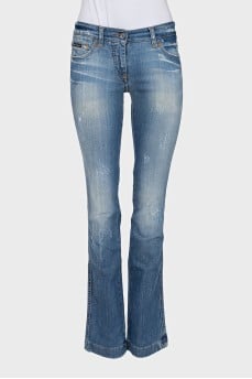 Flared jeans with rhinestones