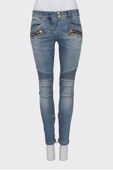 Low-rise jeans with textured stripes