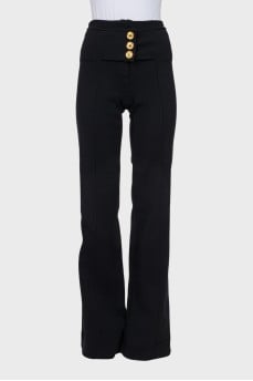 Wide-leg trousers with gold buttons