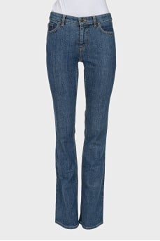 Flared jeans with embroidered logo