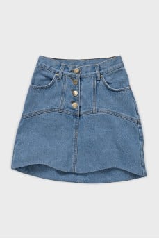Denim mini skirt with buttons