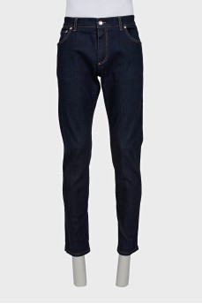 Men's dark blue straight fit jeans