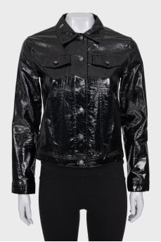 Glossy faux leather jacket