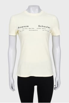 Yellow T-shirt with branded print