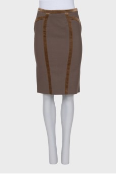 Brown skirt with decorative inserts